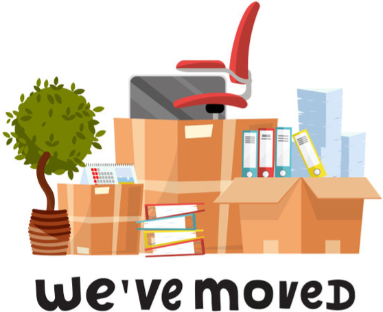 drawing of moving boxes with we've moved text underneath
